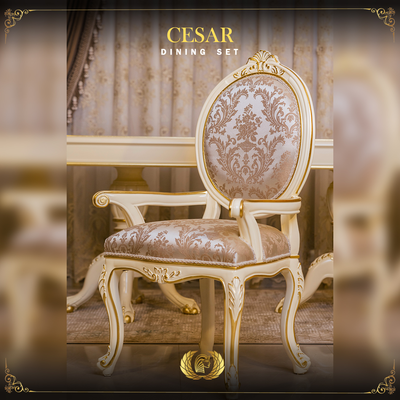 Handmade Cesar Cream Gold Dining Arm Chair | Mobilia Cleopatra 3 cesar-armchair-1.