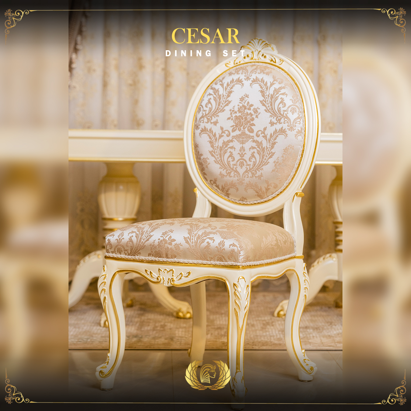 Handmade Cesar Cream Gold Dining Side Chair | Mobilia Cleopatra 3 cesar-dining-chair-4.