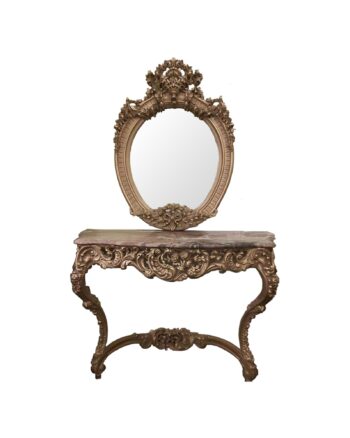 Handmade Golden Console With Tie Back Marble Top |