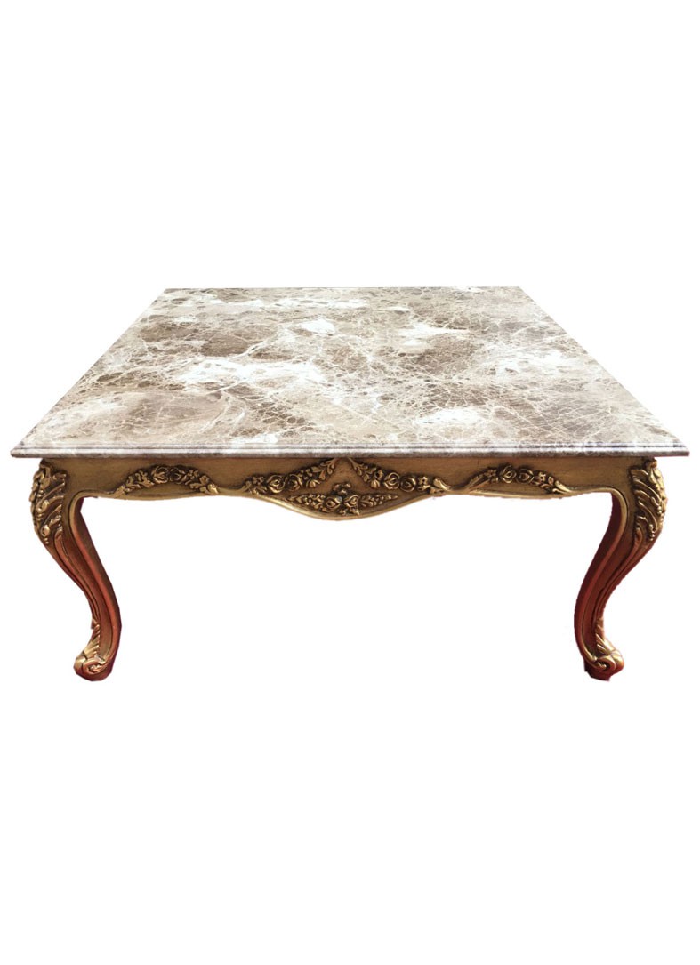 Handmade Sky Blue Gold Table With Marble Top | Mobilia Cleopatra 3 Handmade Sky Blue Gold Table With Marble Top - Image 1