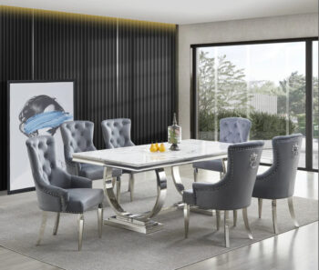 D1003 Tufted Gray Modern 7PC Dining Set by McFerran
