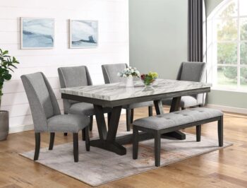 Marble top Rectangular table 7pc Dining Set By Mcferran