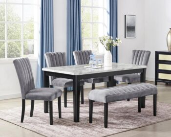 Grey Velvet 6PC Dining Set By Mcferran