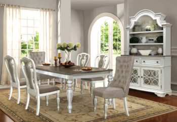 D738 White Finish 7PC Dining Room Set By McFerran