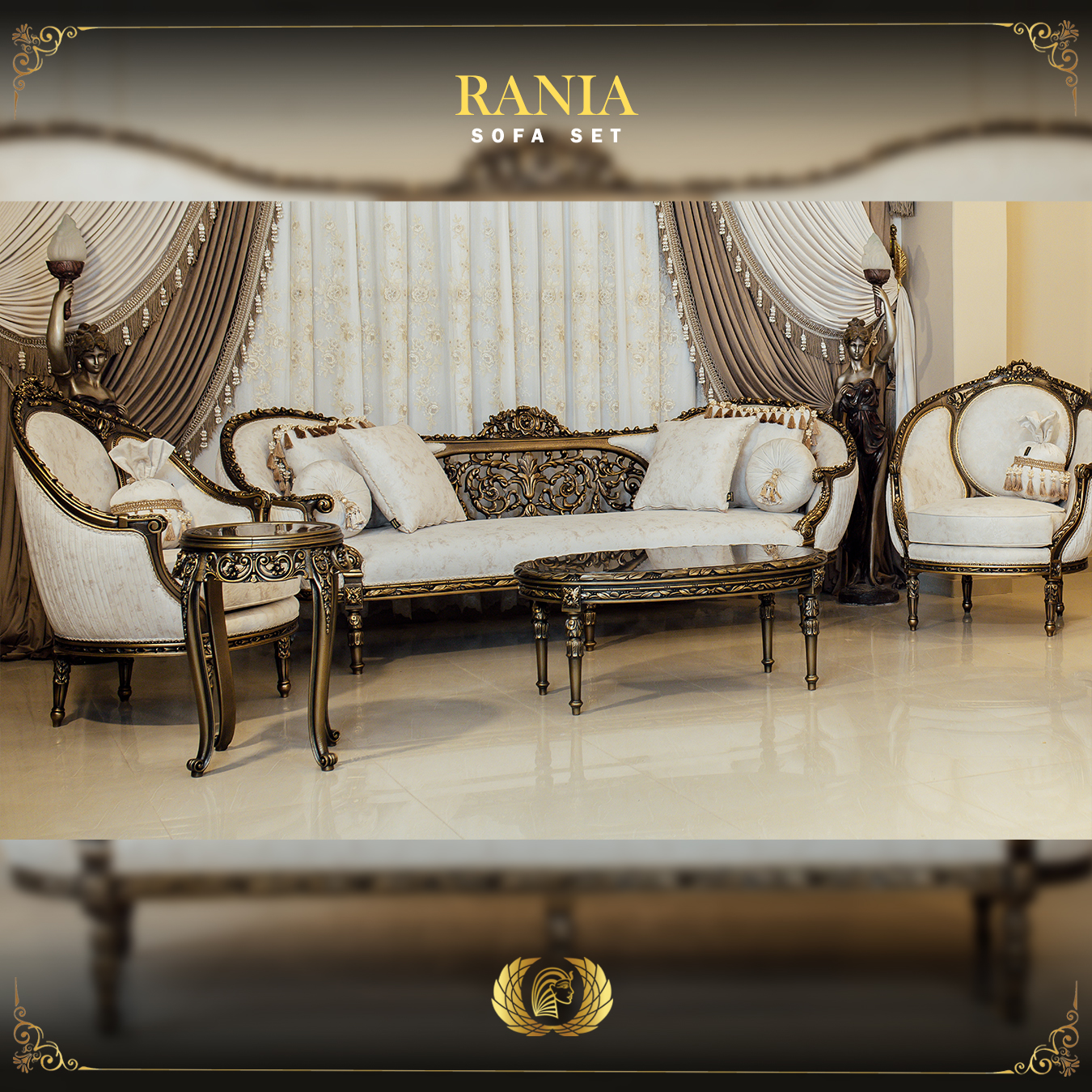 5Pcs Handmade Rania Bronze Sofa Set | Mobilia Cleopatra 3 rania full set 2