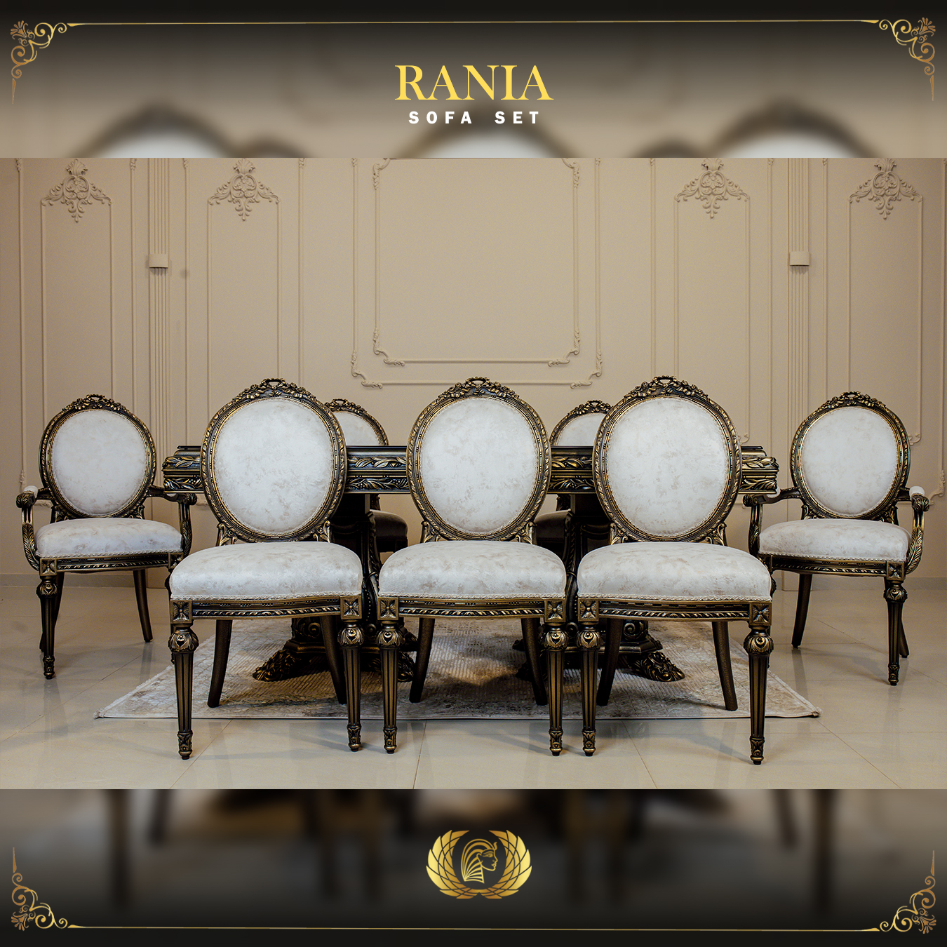 9Pcs Handmade Rania Bronze Dining Table Set | Mobilia Cleopatra 3 rania-full-set-2-1