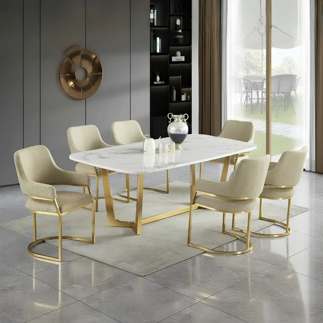 D2001 Gold Medal Frame 7Pc Dining Set By Mcferran | Mobilia Cleopatra 3 D2001 Gold Medal Frame 7PC Dining Set By McFerran - Image 1