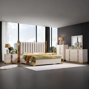 B2001-K Gold Frame White King Size 4PC Set By McFerran