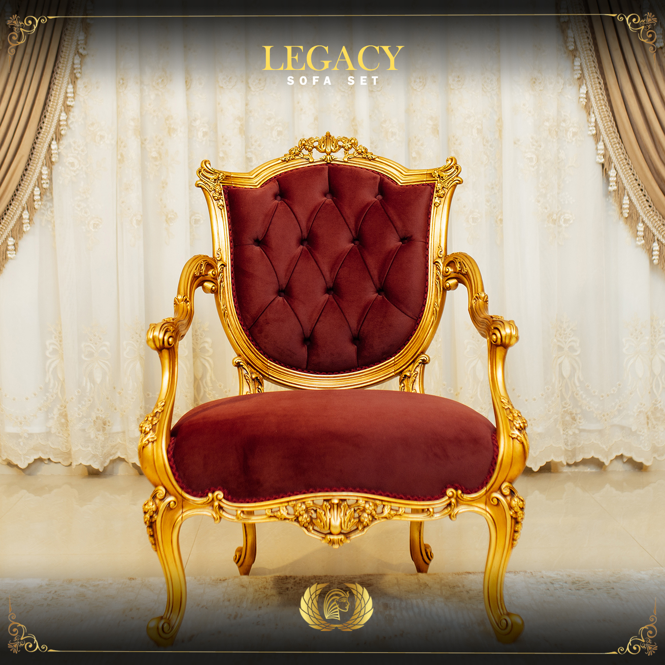 Handmade Gold Maroon Legacy Chair | Mobilia Cleopatra 3 legacy-armchair-3.