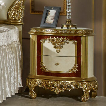 White And Gold Nightstand HD-5138