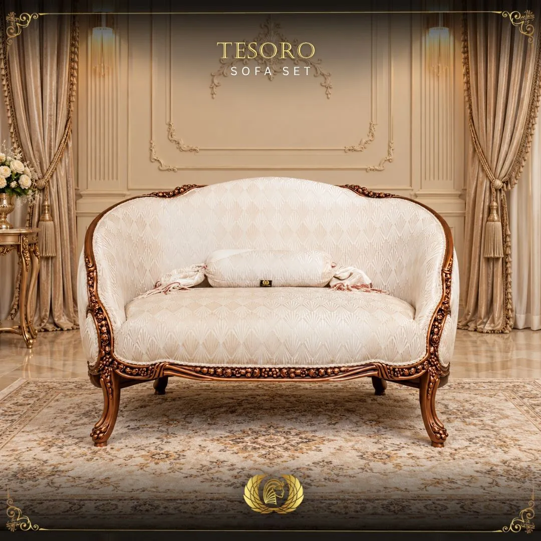 Handmade Copper Metallic Tesoro Bench | Mobilia Cleopatra 3 Tesoro-sofa-set