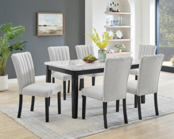 D550-7PC Faux Marble Rectangular Dining Set By Mcferran