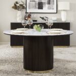 Clayten Round Dining Table with White Marble