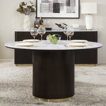 Clayten Round Dining Table with White Marble