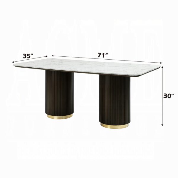 Clayten Dining Table with White Marble Top Dimensions
