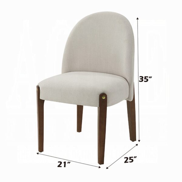 Gamarya Side Chair in White Fabric Set of 2 By ACME - Image 4