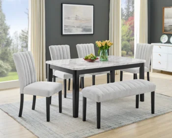 D550-Bench Oak Finish Gray Velvet Bench By Mcferran