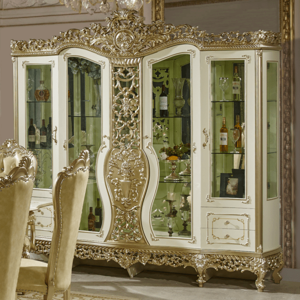 Gold Vintage China Cabinet Hd-1812 By Homey Design | Mobilia Cleopatra 3 Vintage China Cabinet HD-1812