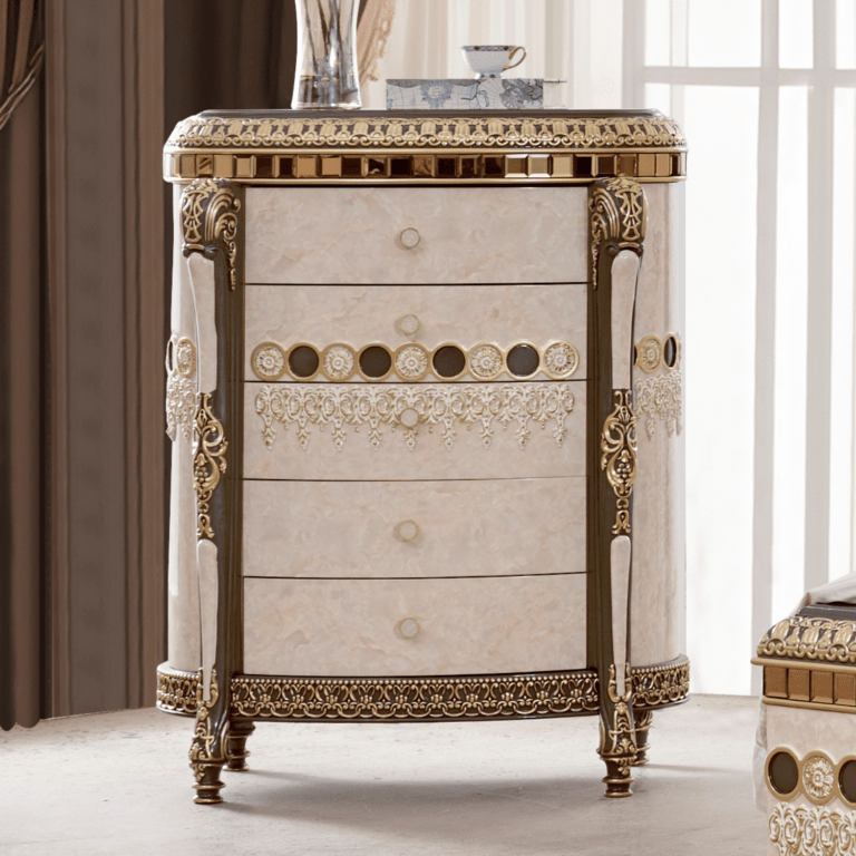 Bronze Chest Of Drawers Hd-9017 By Homey Design | Mobilia Cleopatra 3 Bronze Chest Of Drawers HD-9017