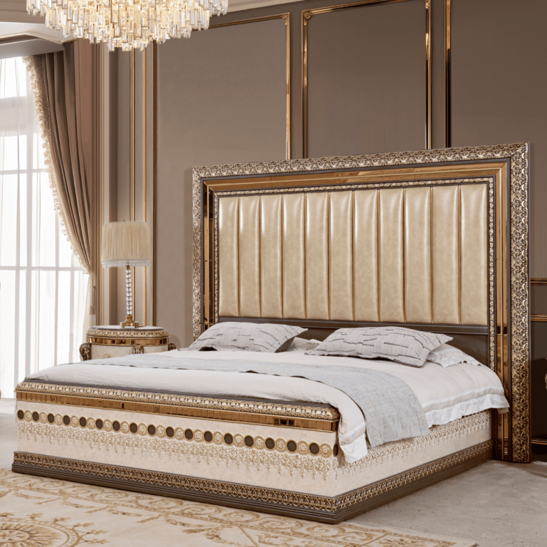 Victorian Eastern King Leather Bed Hd-9017 By Homey Design | Mobilia Cleopatra 3 King Leather Bed HD-9017