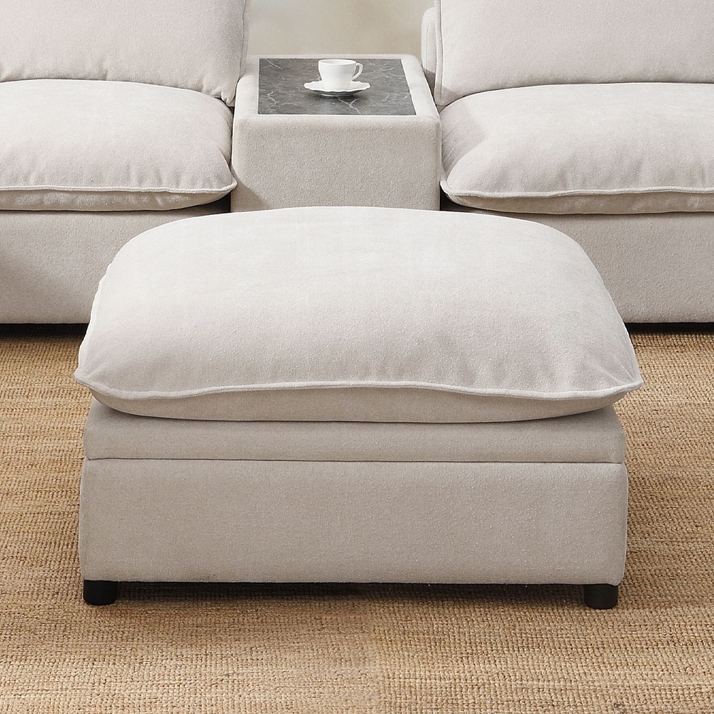 Marisa Beige Boucle Modular Ottoman With Storage Lv04415 By Acme | Mobilia Cleopatra 3 Marisa Beige Boucle Modular Ottoman with Storage LV04415 By ACME - Image 1