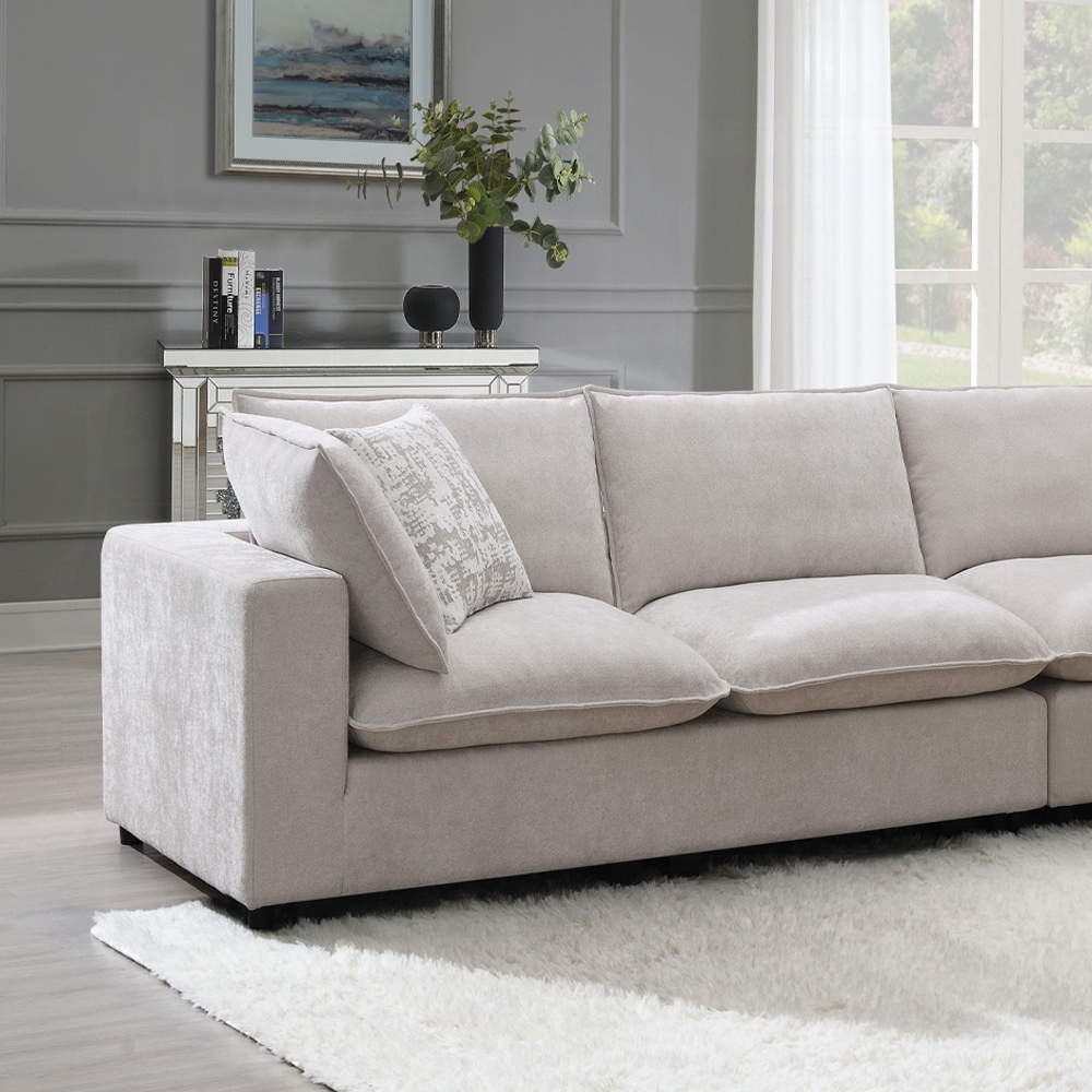 Marisa Beige Boucle Modular Left Facing Loveseat With 2 Pillows Lv04410 By Acme | Mobilia Cleopatra 3 Marisa Beige Boucle Modular Left Facing Loveseat with 2 Pillows LV04410 By ACME - Image 1