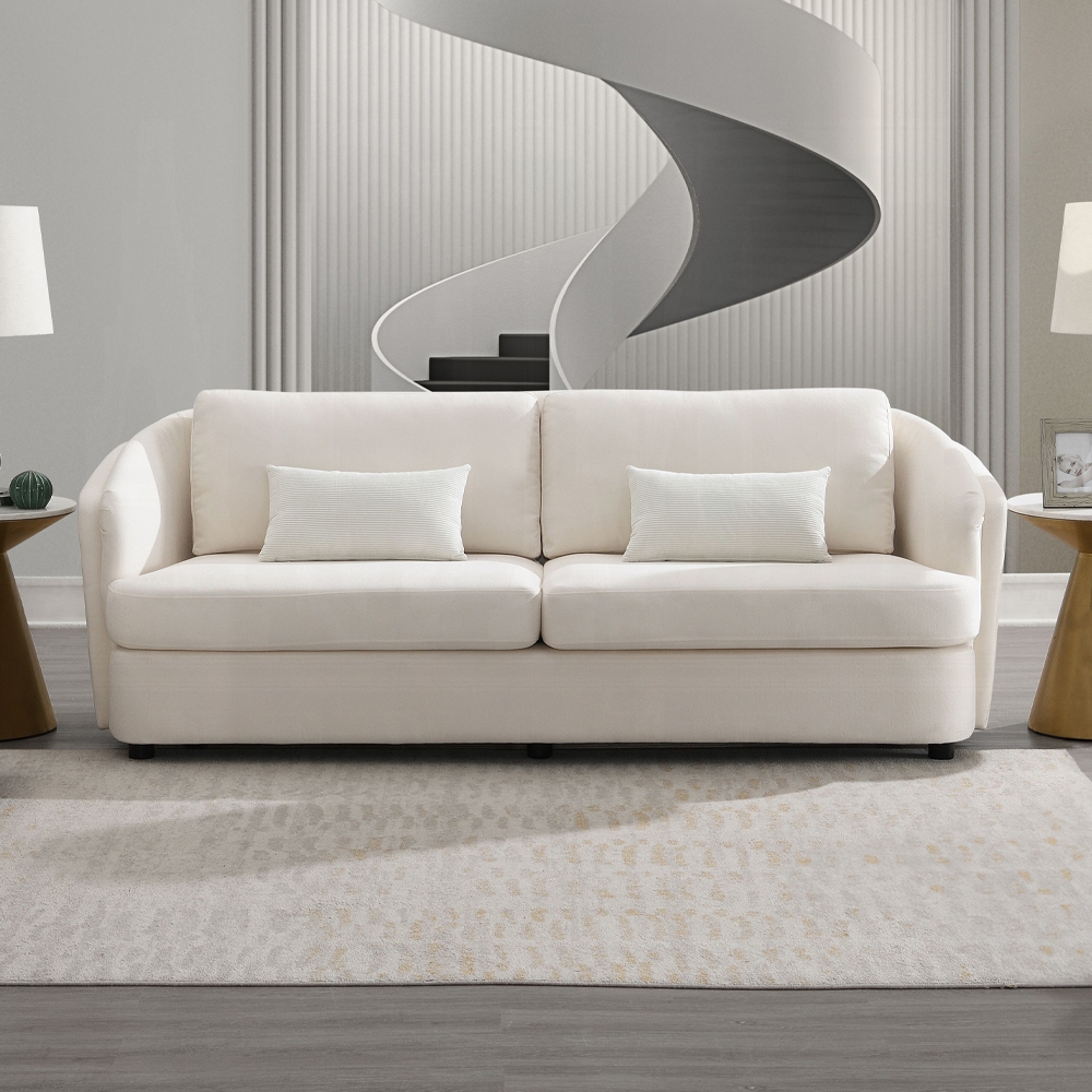 Mariko Sofa With 2 Pillows In Beige Linen Lv02770 By Acme | Mobilia Cleopatra 3 Mariko Sofa with 2 Pillows in Beige Linen LV02770 By ACME - Image 1
