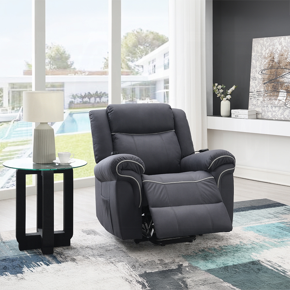 Domana Power Recliner With Lift & Heating & Massage In Blue Fabric Lv04274 By Acme | Mobilia Cleopatra 3 Domana Power Recliner with Lift & Heating & Massage in Blue Fabric LV04274 By ACME - Image 1