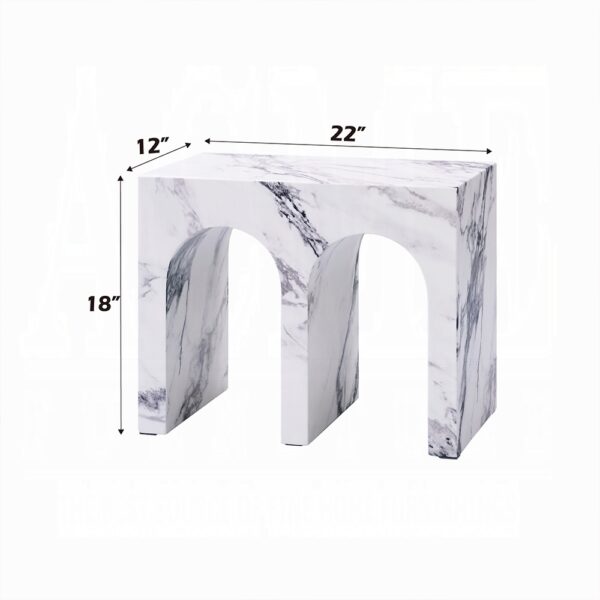 Fritzy Engineered Stone End Table in White Marble LV03126 By ACME - Image 2