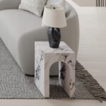 Fritzy Engineered Stone End Table in White Marble LV03127 By ACME