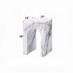 Fritzy Engineered Stone End Table in White Marble LV03127 By ACME - Image 2