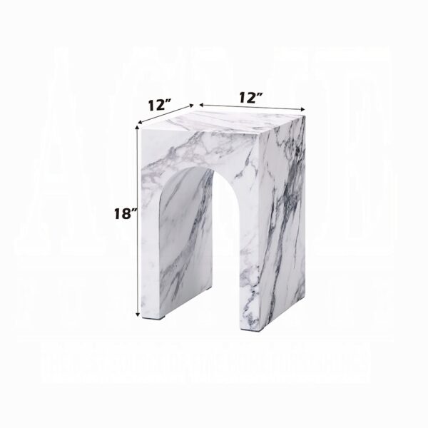 Fritzy Engineered Stone End Table in White Marble LV03127 By ACME - Image 2
