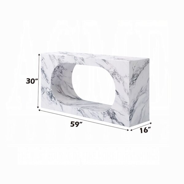Fritzy Engineered Stone Console Table in White Marble AC03128 By ACME - Image 3