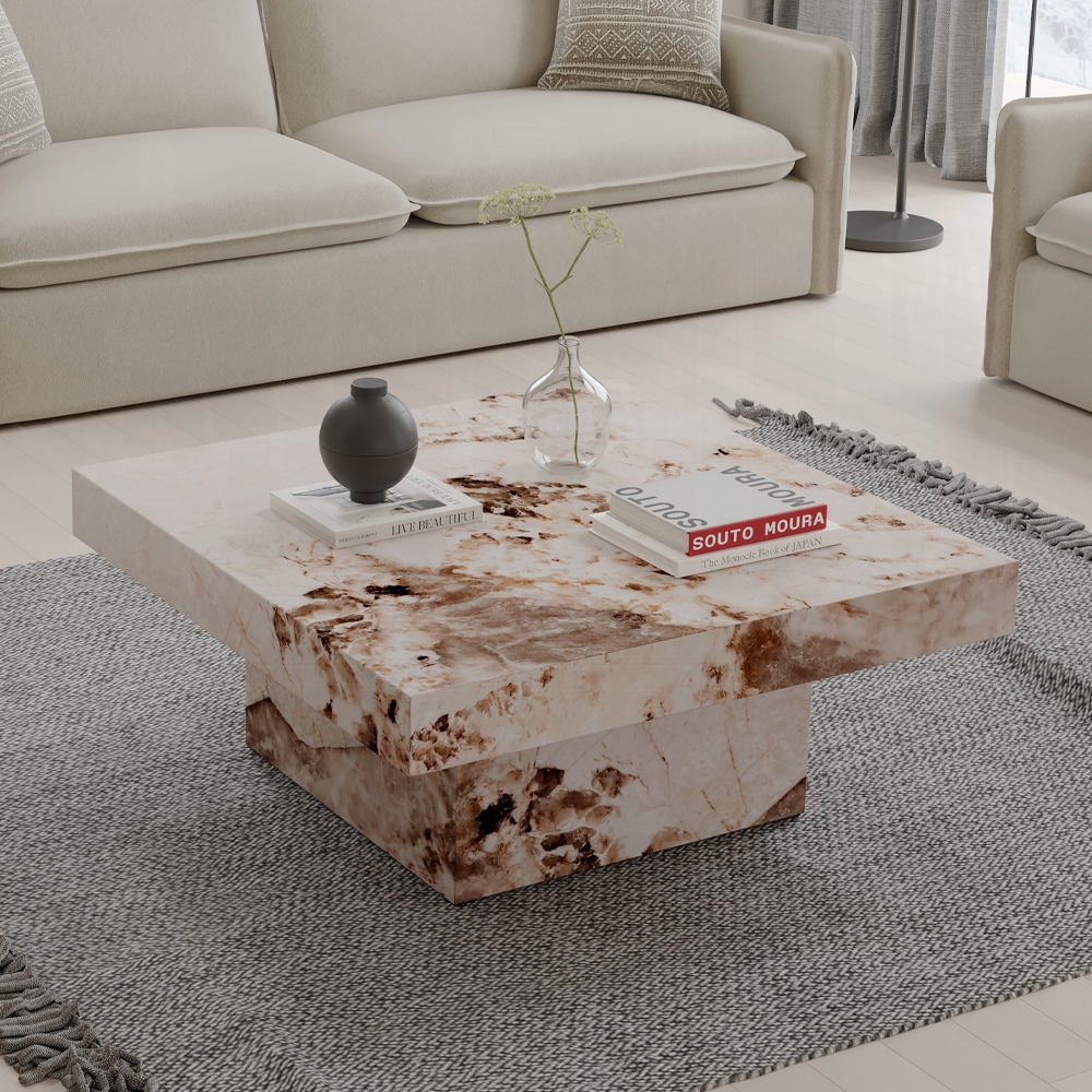 Fultan Engineered Stone Coffee Table Lv03935 By Acme | Mobilia Cleopatra 3 Fultan Engineered Stone Coffee Table LV03935 By ACME - Image 1