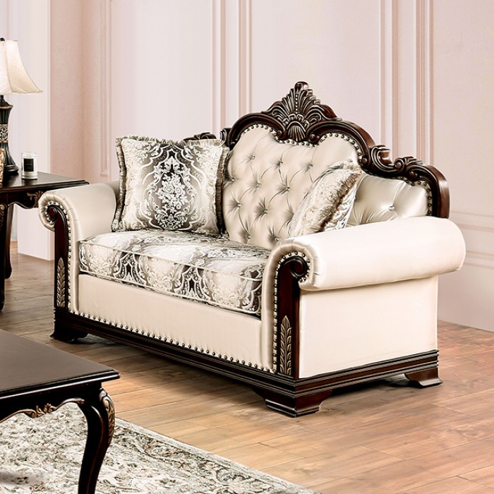 Yucatan Beige Loveseat Fm65004Bg-Lv-Pk By Furniture Of America | Mobilia Cleopatra 3 Yucatan Beige Loveseat FM65004BG-LV-PK By Furniture Of America - Image 1