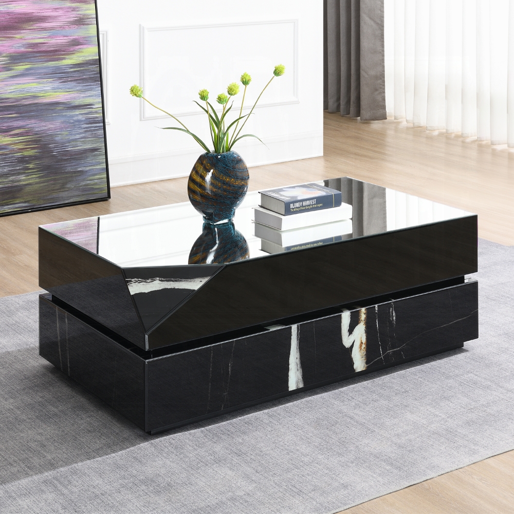 Drisana Coffee Table In Black Mirrored Finish Lv03865 By Acme | Mobilia Cleopatra 3 Drisana Coffee Table in Black Mirrored Finish LV03865 By ACME - Image 1