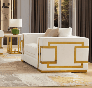 White And Gold Armchair HD-2131