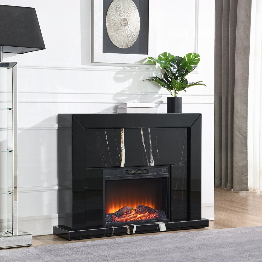 Drisana Fireplace In Black Mirrored Finish Ac03869 By Acme | Mobilia Cleopatra 3 Drisana Fireplace in Black Mirrored Finish AC03869 By ACME - Image 1