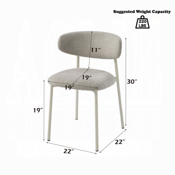 Ingram Side Chair in Light Gray Finish Set of 2 By ACME - Image 4