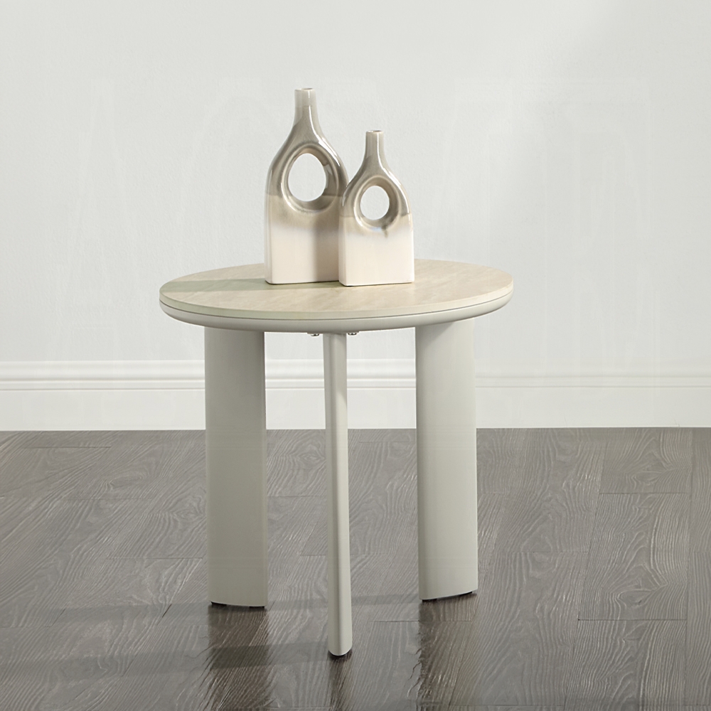 Ingram Light Gray End Table With Sintered Stone Lv03116 By Acme | Mobilia Cleopatra 3 Ingram Light Gray End Table with Sintered Stone LV03116 By ACME - Image 1