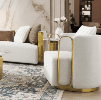 White And Gold Armchair HD-3156