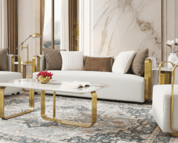 Gold And White Fabric Sofa HD-3156