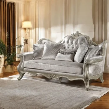 Libertee Beige Fabric Sofa with 5 Pillows By ACME