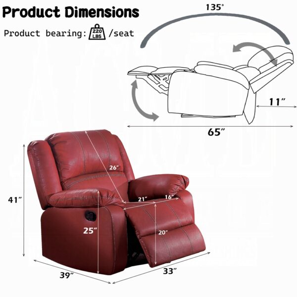Zuriel Motion Red Rocker Recliner LV52152 By ACME - Image 4