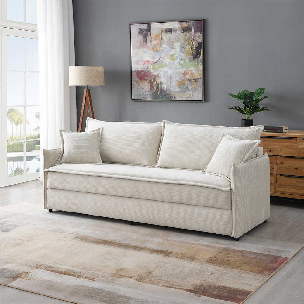 Elisea Sofa With Sleeper In Beige Fabric Lv03810 By Acme | Mobilia Cleopatra 3 Elisea Sofa in Beige Fabric