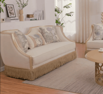 Beige Solid Wood Loveseat HD-6127