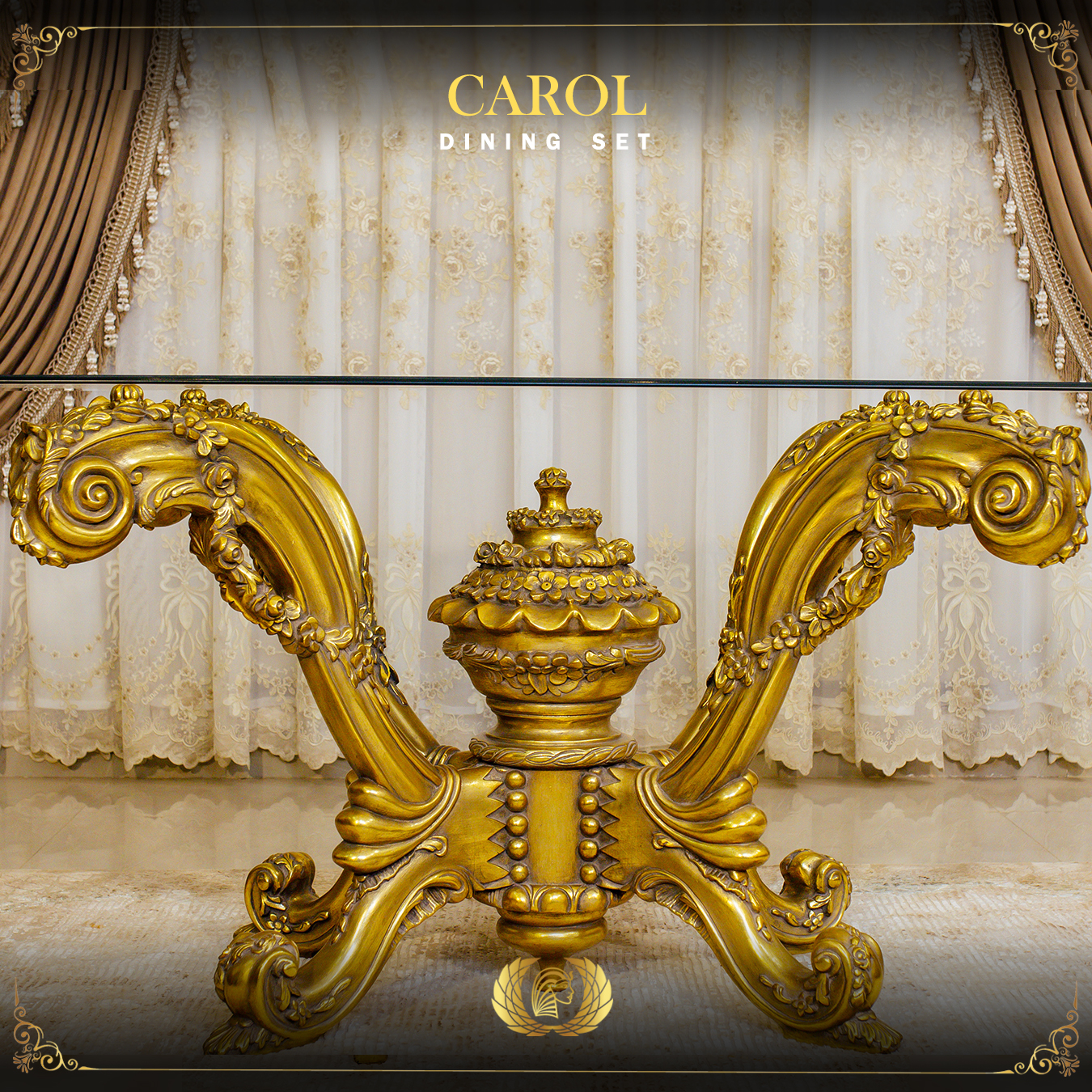 Handmade Signature Gold Dining Table | Mobilia Cleopatra 3 Signature dining table 1