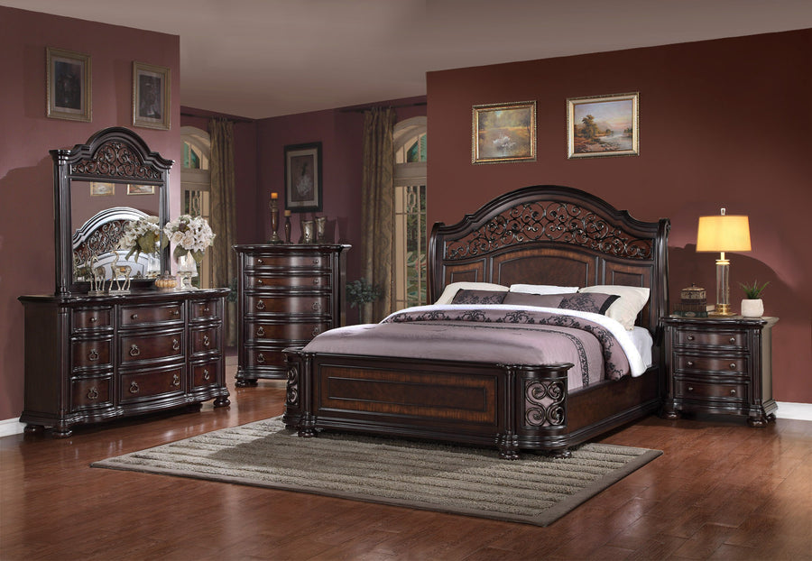 Classic Dark Brown Nightstand By Mcferran | Mobilia Cleopatra 3 Classic Dark Brown Nightstand by McFerran - Image 1