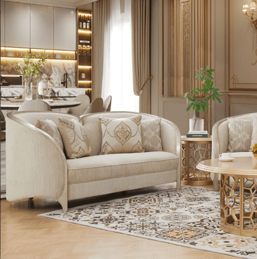 Solid Wood Loveseat Hd-7005 By Homey Design | Mobilia Cleopatra 3 Solid Wood Loveseat HD-7005