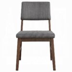 Seda Gray Corduroy Side Chair in Walnut Finish Set of 2 By ACME - Image 2